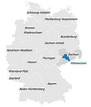 Umístení stredního Saska v Nemecku