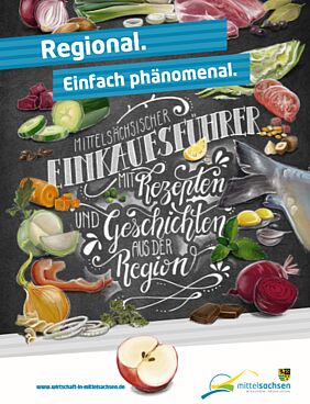 Titelblatt des Einkaufsführers dekoriert mit verschiedenem Gemüse