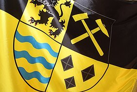 Fahne Landkreis Mittelsachsen mit Wappenaufdruck